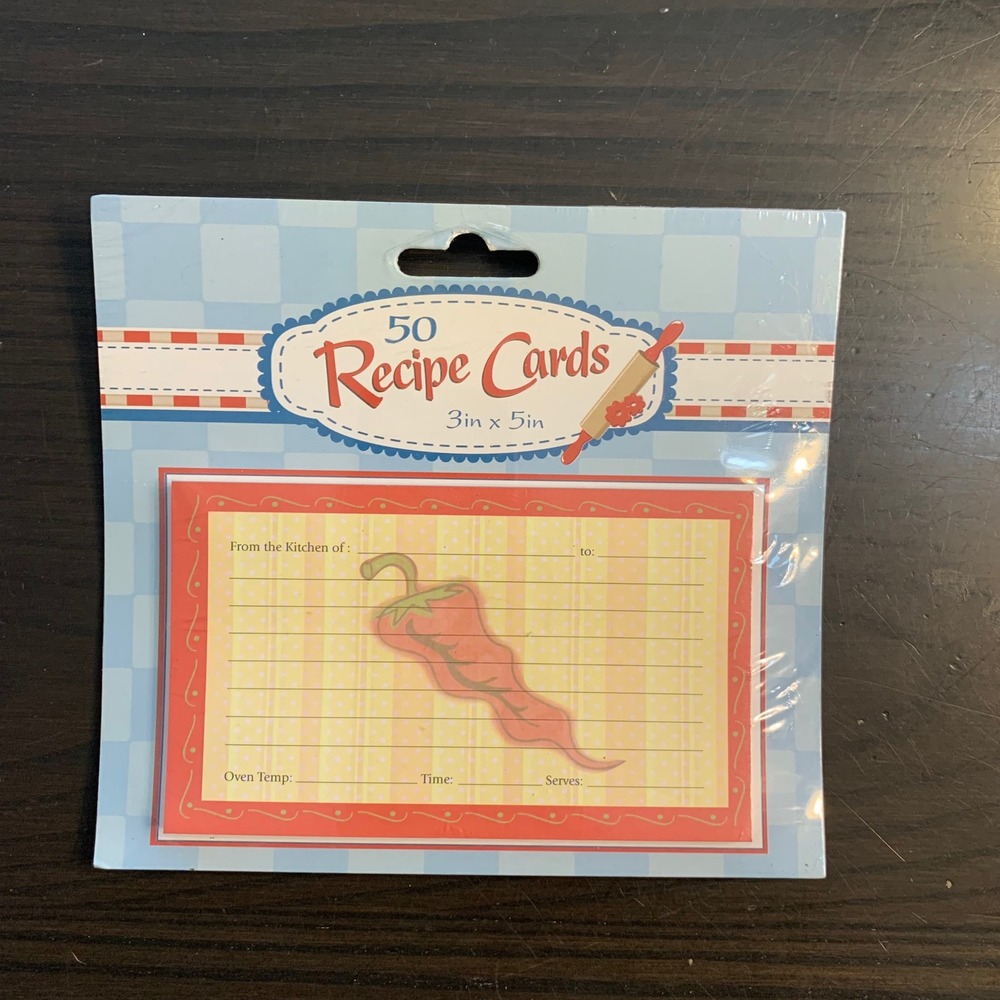 50 Recipe Cards 3x5 Inch Spicy Chili Pepper Kitchen Cooking Organizer‎
